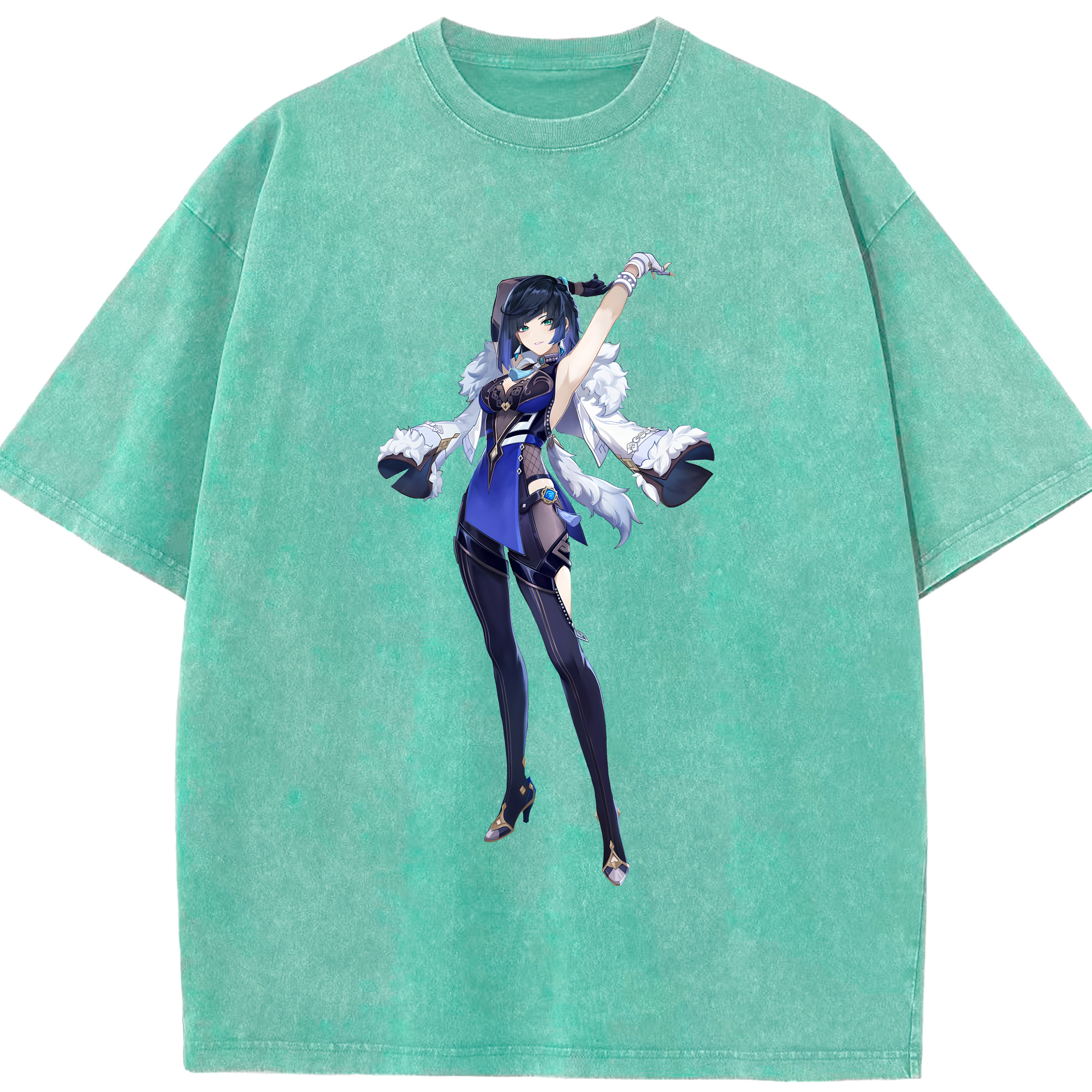 げんし神 夜兰 やらん genshin Yaran 綿100% ヴィンテージ風 半袖Tシャツ（フロントプリント）